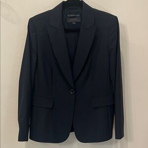 Black/Dark Textured Navy Blazer with Single Button